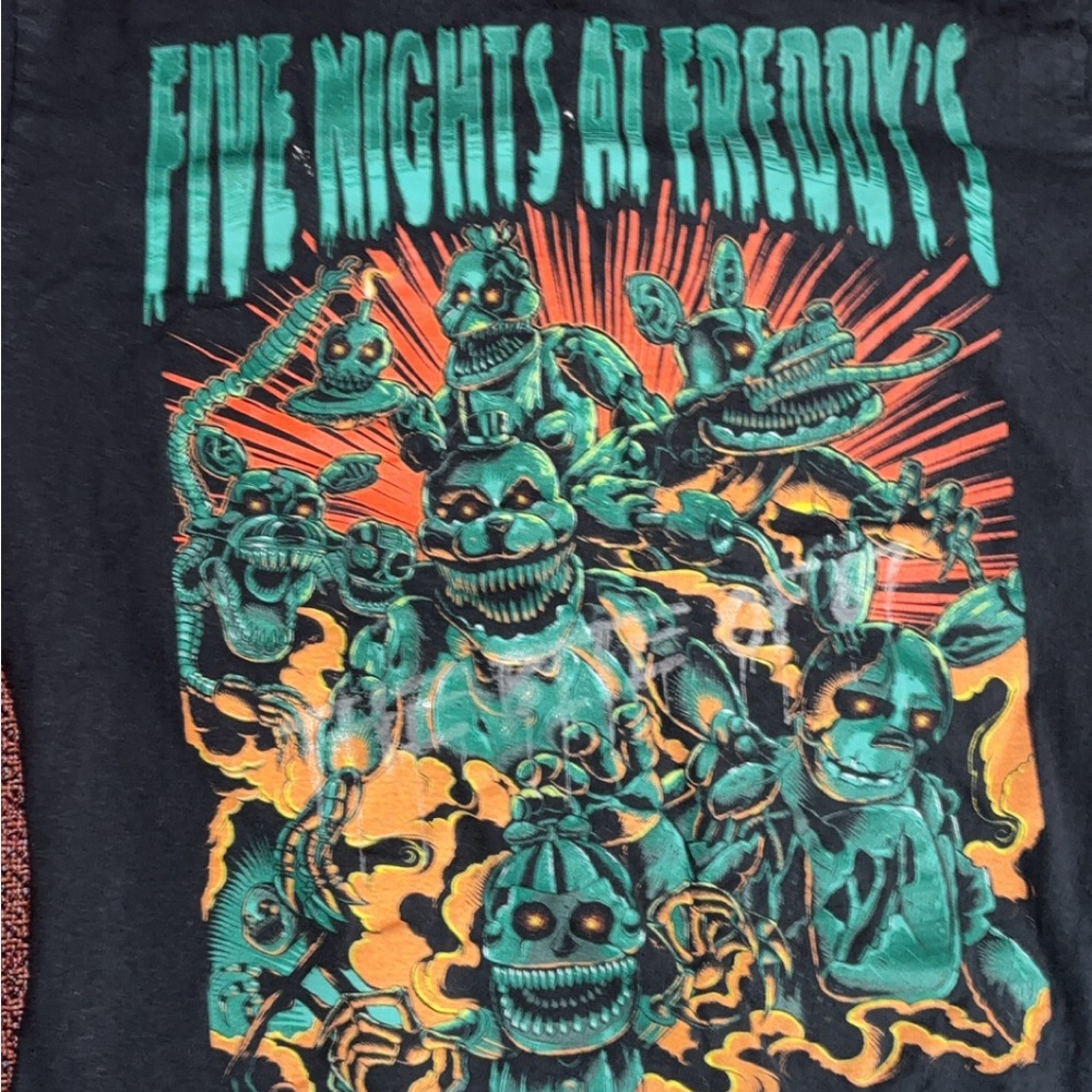 Freddy Black Tee with Green and Orange Graphic